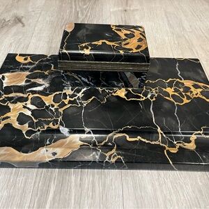 Black and Gold Marble Home Accent Set